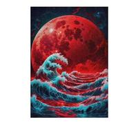38x26cm/1000pcs Jigsaws The Wave And The Red Moon Puzzles for Adults Anti-Stress Toys Pattern Assembly Deal As Gifts for The Whole Family 38x26cm/1000pcs