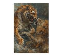 38x26cm/1000pcs Jigsaws Tiger VS Lion Fighting Art Puzzles for Adults Anti-Stress Toys Pattern Assembly Deal As Gifts for The Whole Family 38x26cm/1000pcs