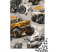 38x26cm 1000pcs Monster Truck Racing Art Print Jigsaw Puzzle, 1000 Piece