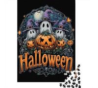 38x26cm/1000pcs, Paper Puzzle, 1000 Pieces, Halloween Ghosts And Pumpkins-2