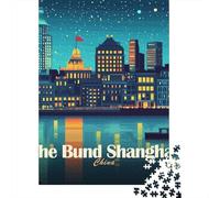38x26cm/1000pcs, Paper Puzzle, 1000 Pieces, The Bund Shanghai China Nightscape