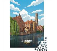 38x26cm/1000pcs, Picture Puzzle, 1000 Pieces, Bruges, Belgium Travel Poster