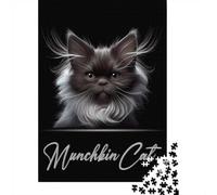 38x26cm/1000pcs, Picture Puzzle, 1000 Pieces, Munchkin Cat Portrait