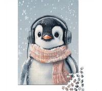 38x26cm/1000pcs, Picture Puzzle, 1000 Pieces, Winter Penguin Listener-1