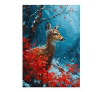 38x26cm/1000pcs Puzzle For Adults Cold Deer in Cherry Tree Puzzle for Adults Relaxing Games Staycation Kill Time Unique Birthday And Gifts 38x26cm/1000pcs