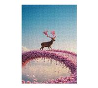 38x26cm/1000pcs Puzzle For Adults Deer with Cherry Blossom Antlers Jigsaw for Adults Hands-on Game A Work of Art Deal As Gifts for The Whole Family 38x26cm/1000pcs