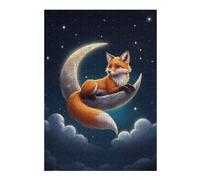 38x26cm/1000pcs Puzzle For Adults Fox on Crescent Moon Jigsaw Puzzle Relax Games Enhance Memory Deal As Gifts for The Whole Family 38x26cm/1000pcs