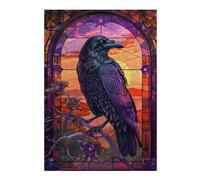 38x26cm/1000pcs Puzzle For Adults Raven Gothic Stained Glass Jigsaw Puzzle Relax Games Enhance Memory Deal As Gifts for The Whole Family 38x26cm/1000pcs