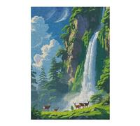 38x26cm/1000pcs Puzzle For Adults Waterfall Landscape with Deer Jigsaw for Adults Hands-on Game A Work of Art Deal As Gifts for The Whole Family 38x26cm/1000pcs