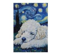 38x26cm/1000pcs Puzzle For Adults White Poodle Puppy Sleeping Puzzle for Adults Relaxing Games Staycation Kill Time Unique Birthday And Gifts 38x26cm/1000pcs