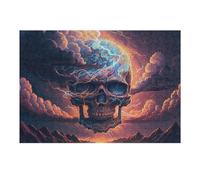 38x26cm/1000pcs Puzzles for Adults Apocalyptic Skull with Lightning Puzzle for Adults Hands-on Game A Work of Art Unique Gifts for Birthday And Christmas 38x26cm/1000pcs
