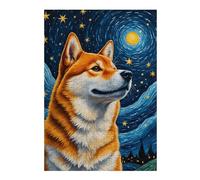 38x26cm/1000pcs Puzzles for Adults Shiba Inu Starry Night Jigsaws for Adults Relaxing Games Presents for Women Unique Gifts for Birthday And Christmas 38x26cm/1000pcs
