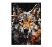 38x26cm/1000pcs Puzzles for Adults Wolf Portrait with Splashes Teenagers Puzzles Hands-on Game Enhance Memory Unique Gifts for Birthday And Christmas 38x26cm/1000pcs