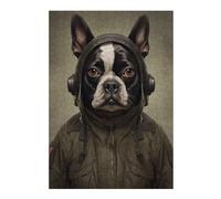 38x26cm/1000pcs Puzzles for Teenagerss Boston Terrier Soldier Jigsaw Puzzle Toy Wall Decor Difficult Challenge Stress Reduction Gifts 38x26cm/1000pcs
