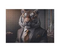 38x26cm/1000pcs Puzzles for Teenagerss Executive Tiger in Suit Jigsaw for Adults Relax Games Presents for Women Deal As Gifts for The Whole Family 38x26cm/1000pcs