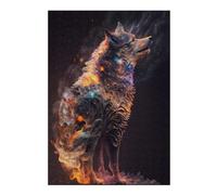 38x26cm/1000pcs Puzzles for Teenagerss Flame-Wrapped Wolf Jigsaw for Adults Brain Teaser Game But Fun And Humorous for Birthday, Chrismas 38x26cm/1000pcs