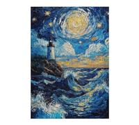 38x26cm/1000pcs Puzzles for Teenagerss Lighthouse Under Starry Sky Adult Jigsaw Brain Teaser Game Presents for Women for Birthday, Chrismas 38x26cm/1000pcs