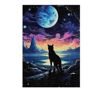 38x26cm/1000pcs Puzzles for Teenagerss Lone Wolf Fantasy Sunset Adult Puzzles Hands-on Game Pattern Assembly Unique Birthday And Gifts 38x26cm/1000pcs