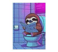 38x26cm/1000pcs Puzzles for Teenagerss Sloth Reading on Toilet Jigsaw for Adults Brain Teaser Game But Fun And Humorous for Birthday, Chrismas 38x26cm/1000pcs