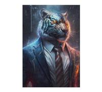 38x26cm/1000pcs Puzzles for Teenagerss White Boss Tiger in Suit Jigsaw Puzzle Toy Wall Decor Difficult Challenge Stress Reduction Gifts 38x26cm/1000pcs