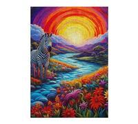 38x26cm/1000pcs Puzzles for Teenagerss Zebra in A Vibrant Landscape Jigsaw for Adults Relax Games Presents for Women Deal As Gifts for The Whole Family 38x26cm/1000pcs