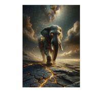 38x26cm/1000pcs Teenagers Pieces Jigsaw Puzzle Celestial Elephant on Cracked Earth Teenagers Puzzles Fun Games Staycation Kill Time Challenging To Complete 38x26cm/1000pcs
