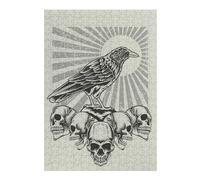 38x26cm/1000pcs Teenagers Pieces Jigsaw Puzzle Crow with Skull Head Puzzles for Adults Hands-on Game Perfect Decoration Challenging To Complete 38x26cm/1000pcs