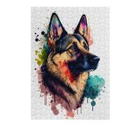 38x26cm/1000pcs Teenagers Pieces Jigsaw Puzzle German Shepherd Watercolor Puzzles for Adults Hands-on Game Perfect Decoration Challenging To Complete 38x26cm/1000pcs