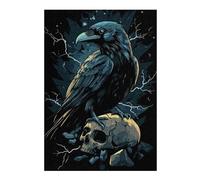 38x26cm/1000pcs Teenagers Pieces Jigsaw Puzzle Raven on Skull Puzzles for Adults Hands-on Game Perfect Decoration Challenging To Complete 38x26cm/1000pcs