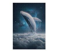 38x26cm/1000pcs Teenagers Pieces Jigsaw Puzzle Whale Breaching through Clouds Into Space Teenagers Puzzles Fun Games Staycation Kill Time Challenging To Complete 38x26cm/1000pcs