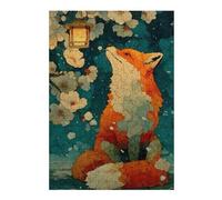 38x26cm/1000pcs Teenagers Puzzles Fox Under Lantern with Cherry Blossoms Jigsaw Puzzle Fun Games Precision Cutting Unique Gifts for Birthday And Christmas 38x26cm/1000pcs