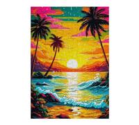38x26cm/1000pcs Teenagers Puzzles Sunset Beach Paradise Adult Puzzles Hands-on Game Difficult Challenge Unique Gifts for Birthday And Christmas 38x26cm/1000pcs