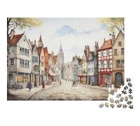 38x26cm 1000pcs Vintage European Village Scene Jigsaw Puzzle, 1000 Piece