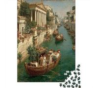 38x26cm/1000pcsAncient Roman Scene Puzzle Wooden Boat Sailing on The Tiber River DIY-Puzzle Für Erwachsene