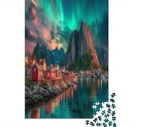38x26cm/1000pcsBeautiful Lofoten Islands Puzzle Northern Lights DIY-Puzzle Für Erwachsene