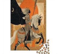 38x26cm/1000pcsEgyptian Hieroglyphs Puzzle Knight on An Iron Horse DIY-Puzzle Für Erwachsene