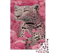 38x26cm/1000pcsPuzzles, Puzzles Für Erwachsene Und Teenager Pink Leopard Pattern Flower
