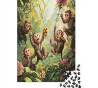 38x26cm/1000pcsSunny Ditch Jungle Puzzle Lively Monkey Vine Swing Fruit DIY-Puzzle Für Erwachsene