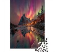 38x26cm/1000pcsThe Northern Lights Cast Green And Purple Shadows on The Ice Puzzle DIY-Puzzle Für Erwachsene