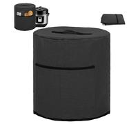 38x38.7CM Dust Cover with Pocket for Rice Cooker, 8 Quart Polyester Insulated Pressure Cooker Cover with Aluminum Foil Lining and Carrying Handle for Mini Ovens Round/Square Appliances(black)