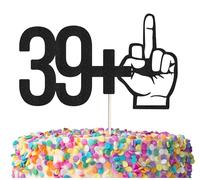 39+1 Cake Topper,Funny 40th Birthday Party Decorations, Happy 40th Birthday Cake topper for man, Black 40 Birthday Party Decorations For men