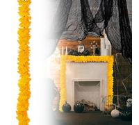 39.3 inch Day of the Dead Garland, Artificial Marigold Flower Strand for Halloween, Wedding & Festival Decor, Orange & Yellow Bloom Garlands for Home & Party (yellow)