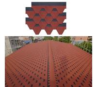 39.37"x12.79" Double Layer Asphalt Roof Shingles, Adhesive Waterproof Roofing Tiles, for House Shed Roof Tiles Repair Decor, Roof and Balcony Renovation(Red,105pcs)