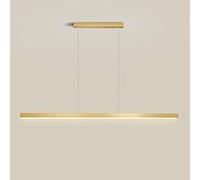 39.4" Gold Long Strip Pendant Metal Linear Hanging Lamp with Acrylic Shade, 40W LED Suspension Lamps,Ceiling Light