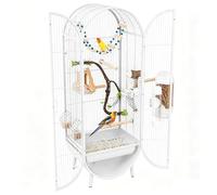 39.4-inch Large Metal Bird Cage - Freestanding Luxury Parrot Cages With Double Doors And Complete Accessories - Suitable For Lovebirds, Cockatiels, And African Greys White