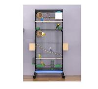 39.4-Inch Metal Bird Cage with Stand, Spacious Rolling Parrot Cage Includes Grass Nest for Budgies, Lovebirds, Canaries (Nero)