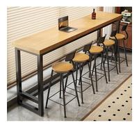39.4" Narrow Solid Wood Bar Table - Sturdy Metal Base Kitchen Counter Height Pub Table for Small Dining Room & Kitchen - Space-Saving Design, Modern Style