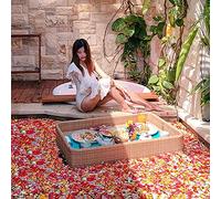 39.4" Rectangular Floating Rattan Tray for Adults - Pool, Spa & Bath Use - Perfect for Sandbars, Relaxation & Entertaining - Durable & Stylish Floating Pool Tray