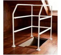 39"-51" Lift Attic Ladder Safety Railing, 3 floors Adjustable Carbon Steel Loft Handrail, Attic lifts Climbing Assistance Railing, 3 Sided Guardrail Ascend Descend at House,Garage,Storage Loft (White)
