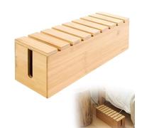 39.9X12.5Cm Bamboo and Wooden Power Strip Box,Handmade Cable Tidy Box,Concealed Cable Management Box,Cord Organiser for Desk, Floor and Home Office(B)